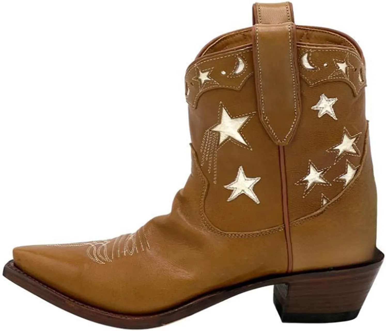 Huntarry Heart Boots for Women Red Cowboy Boots Embroidered Inlay Heart Knee High Round Toe Boots Chunky Heel Cowgirl Boots Valentines Day Boots
