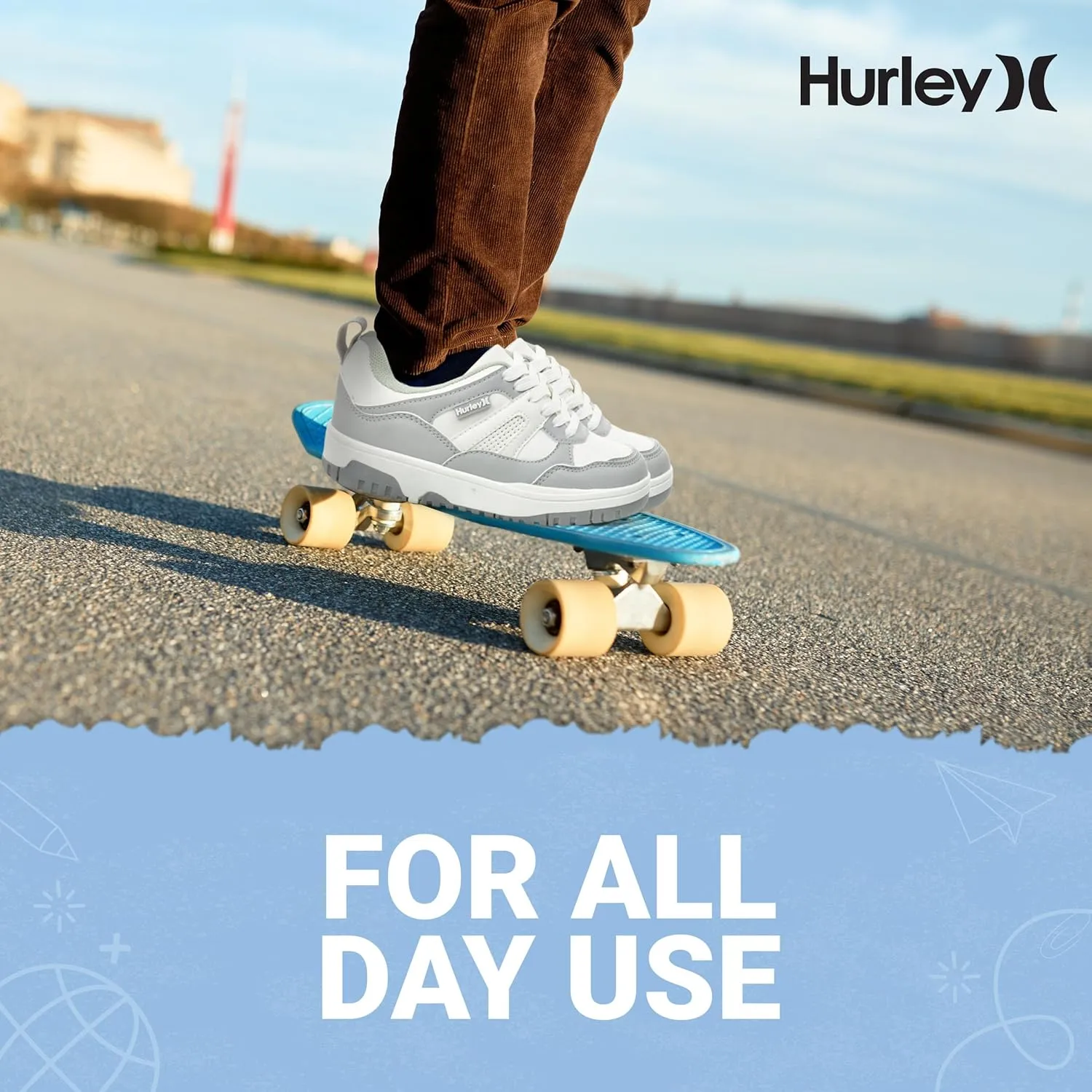 Hurley Kids' Jason Low Cut Sneakers, Lace Up Sneaker Shoes for Kids, Sports Shoes for Boys and Girls, Padded Sneakers with Durable Outsoles, Basketball Shoes for Kids
