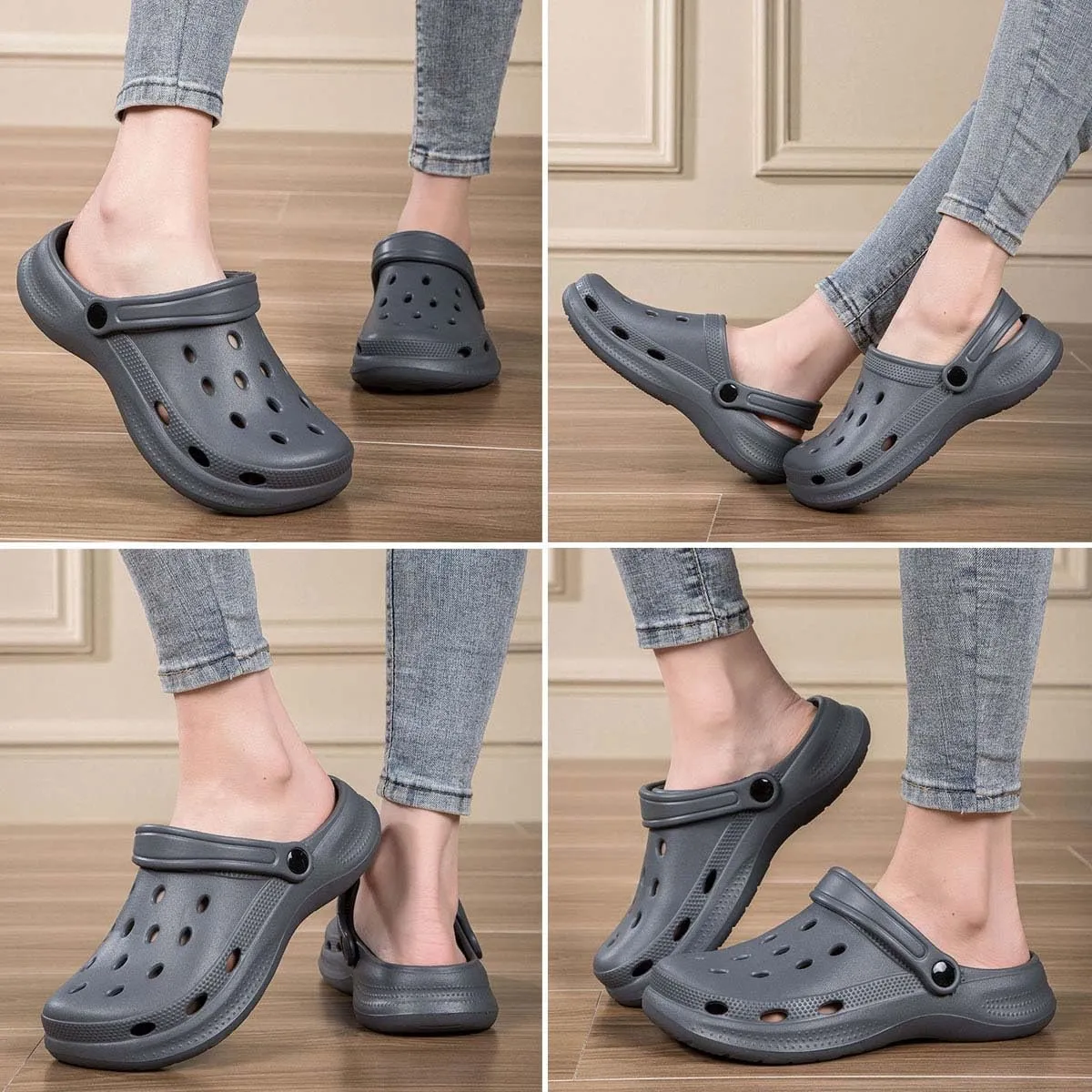 HYDLONGR Men's Women's Lightweight Breathable Garden Sandals Quick-Drying Beach Slippers Non-Slip Mules Clogs Shoes