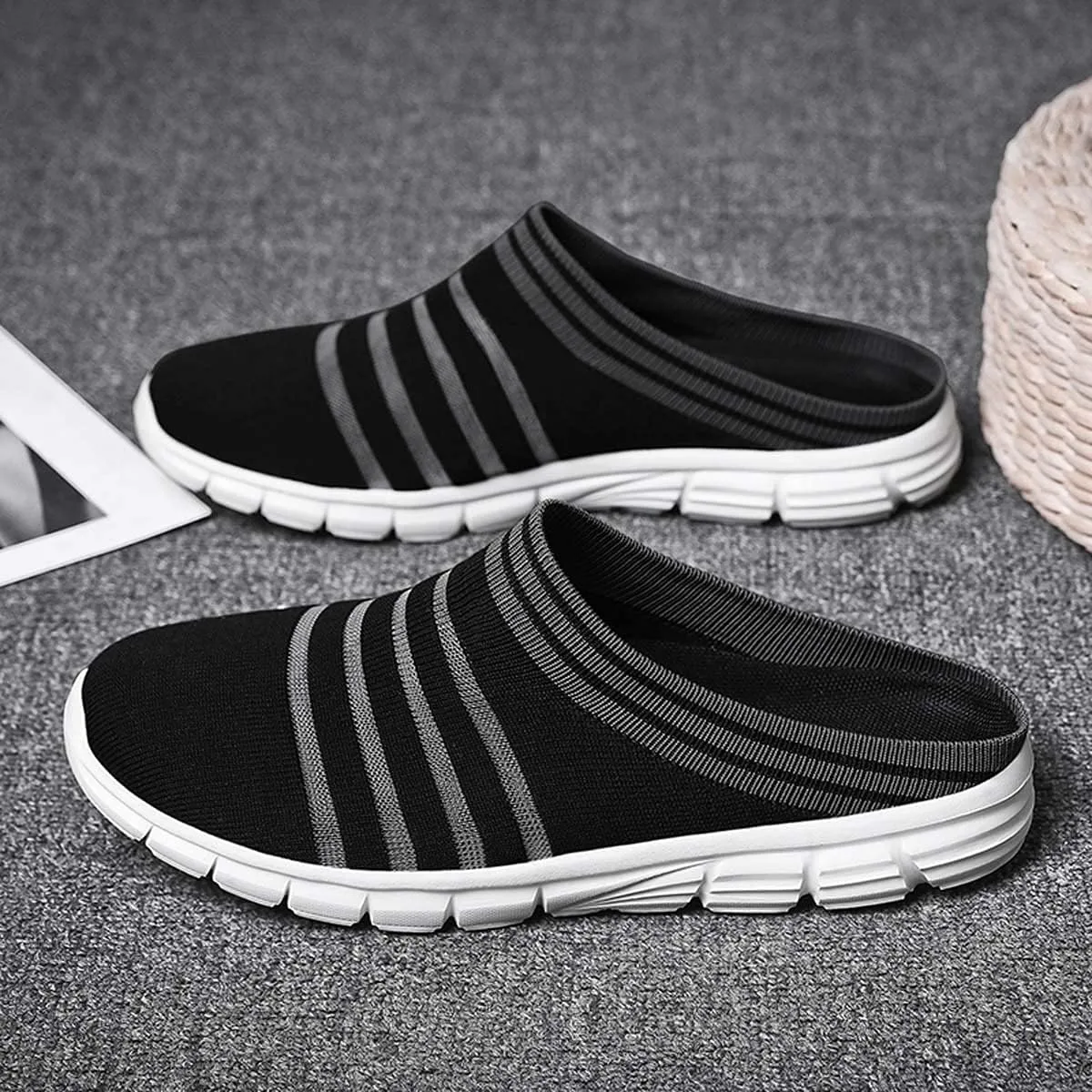 HYDLONGR Men's Women's Lightweight Breathable Knitted Mesh Upper Garden Sandals Quick-Drying Slippers Mules Clogs Shoes Indoor Outdoor