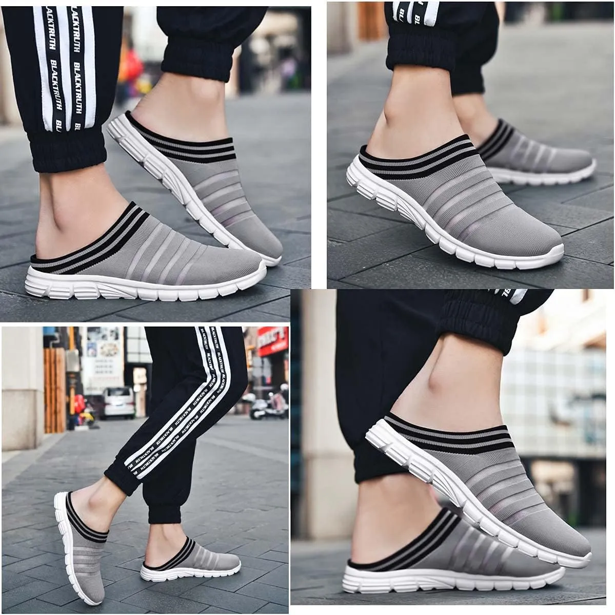 HYDLONGR Men's Women's Lightweight Breathable Knitted Mesh Upper Garden Sandals Quick-Drying Slippers Mules Clogs Shoes Indoor Outdoor