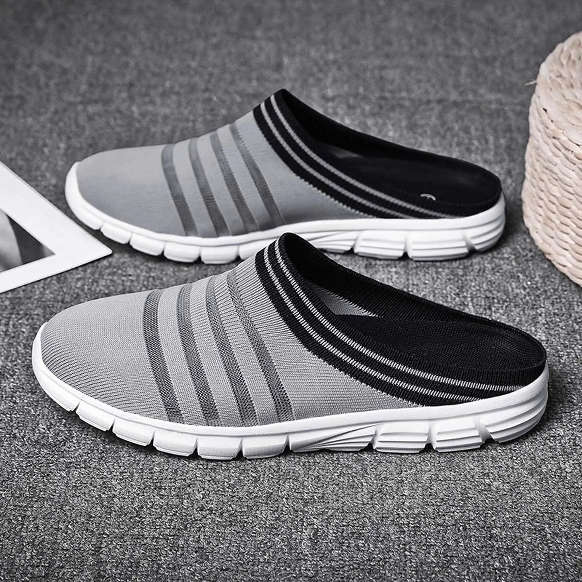 HYDLONGR Men's Women's Lightweight Breathable Knitted Mesh Upper Garden Sandals Quick-Drying Slippers Mules Clogs Shoes Indoor Outdoor