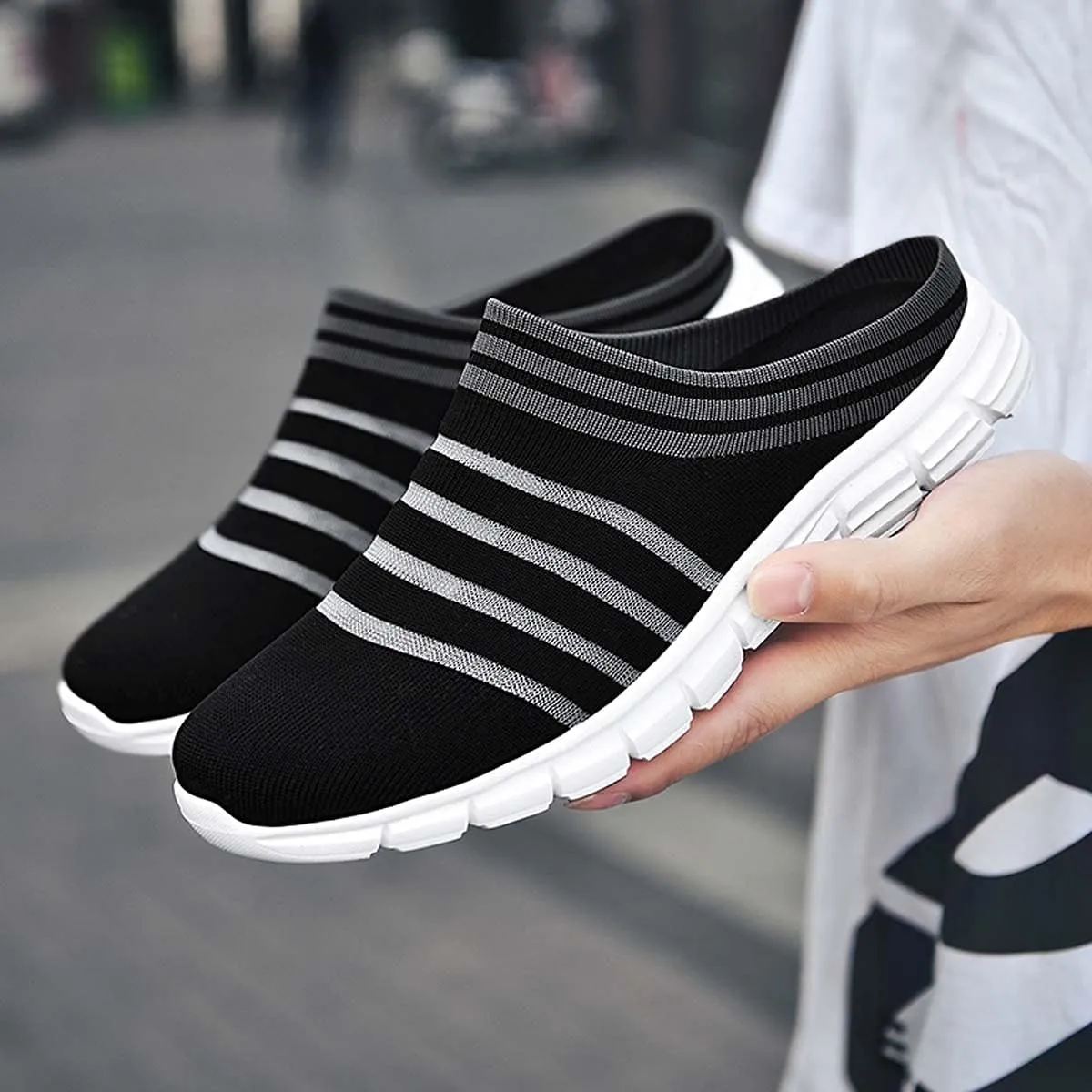 HYDLONGR Men's Women's Lightweight Breathable Knitted Mesh Upper Garden Sandals Quick-Drying Slippers Mules Clogs Shoes Indoor Outdoor