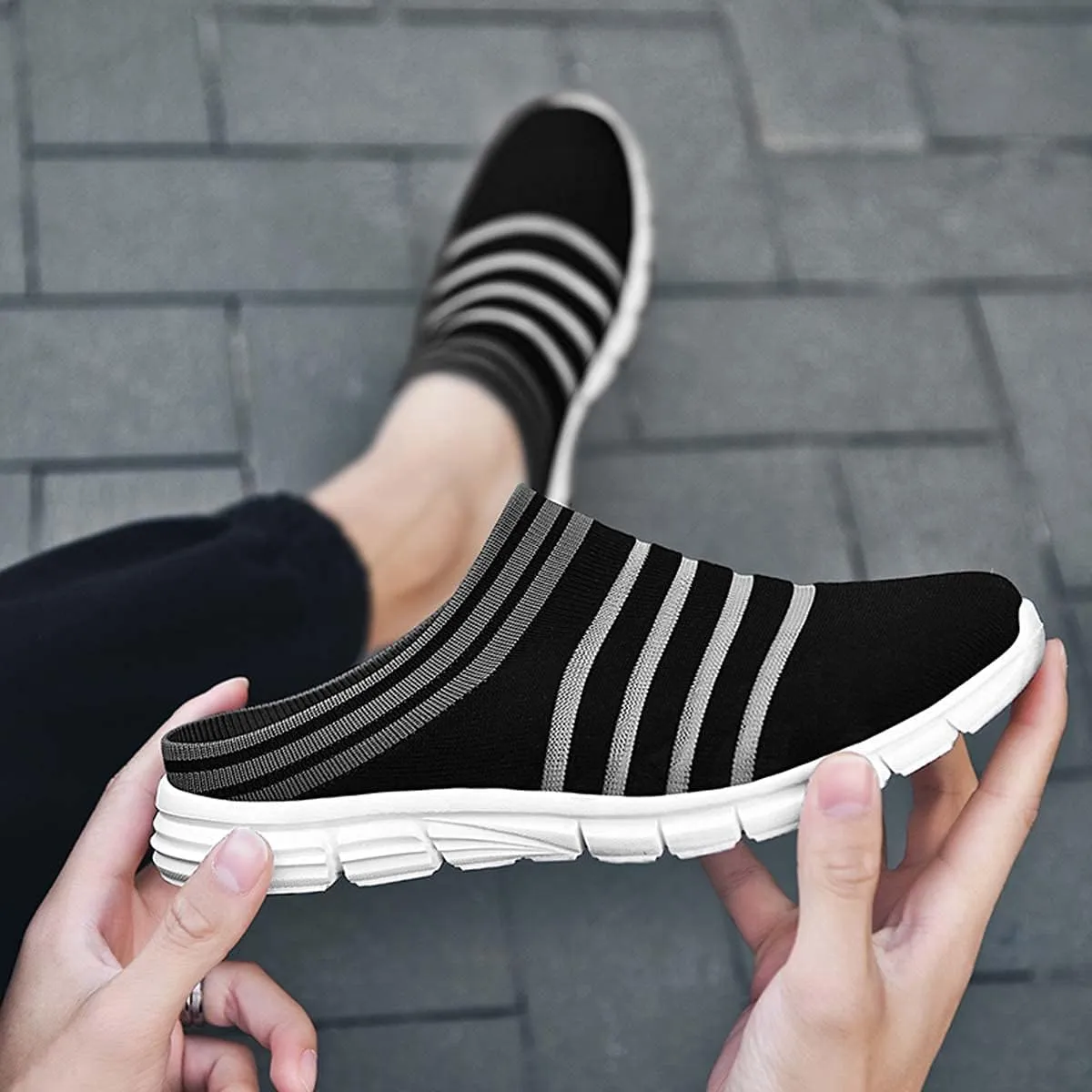 HYDLONGR Men's Women's Lightweight Breathable Knitted Mesh Upper Garden Sandals Quick-Drying Slippers Mules Clogs Shoes Indoor Outdoor
