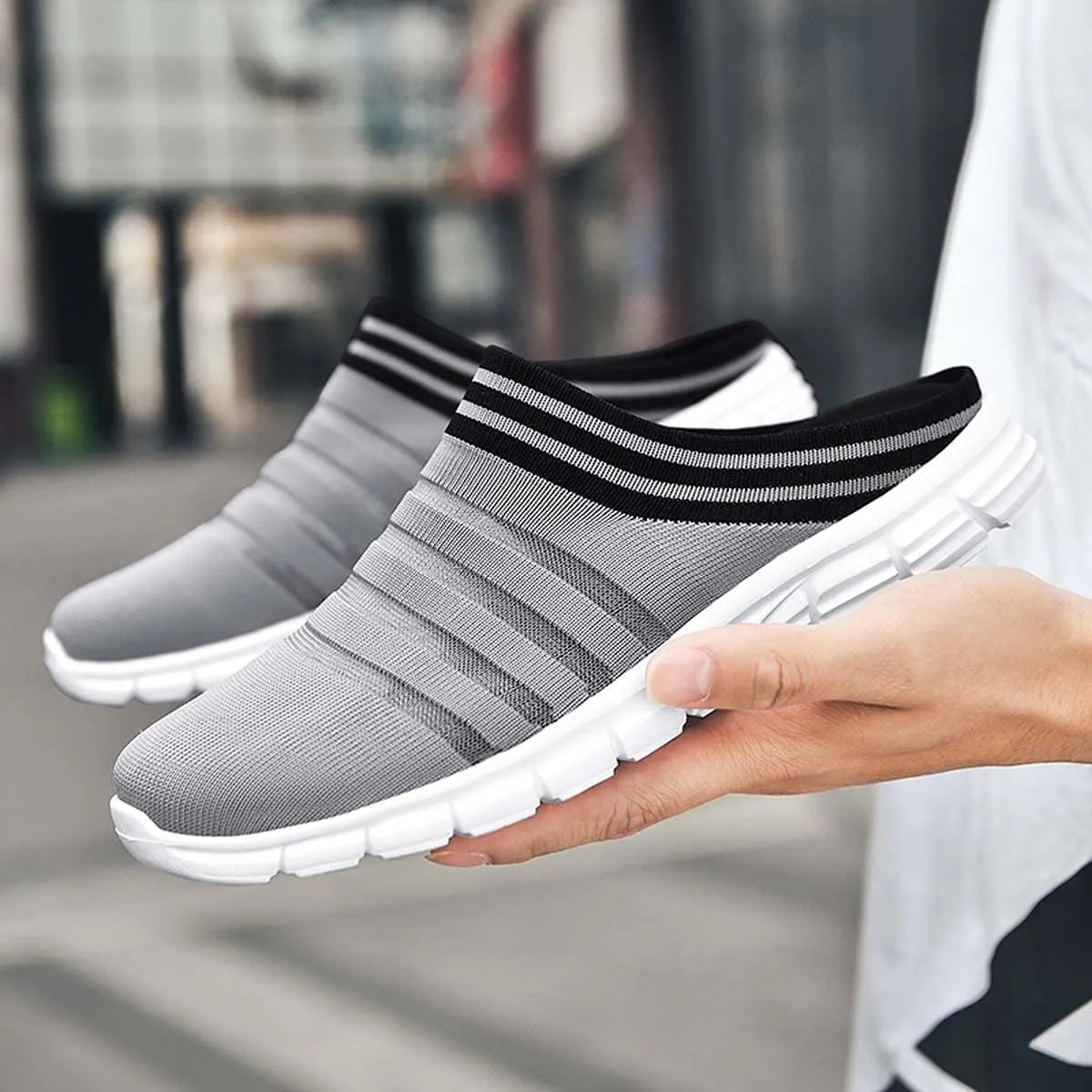HYDLONGR Men's Women's Lightweight Breathable Knitted Mesh Upper Garden Sandals Quick-Drying Slippers Mules Clogs Shoes Indoor Outdoor