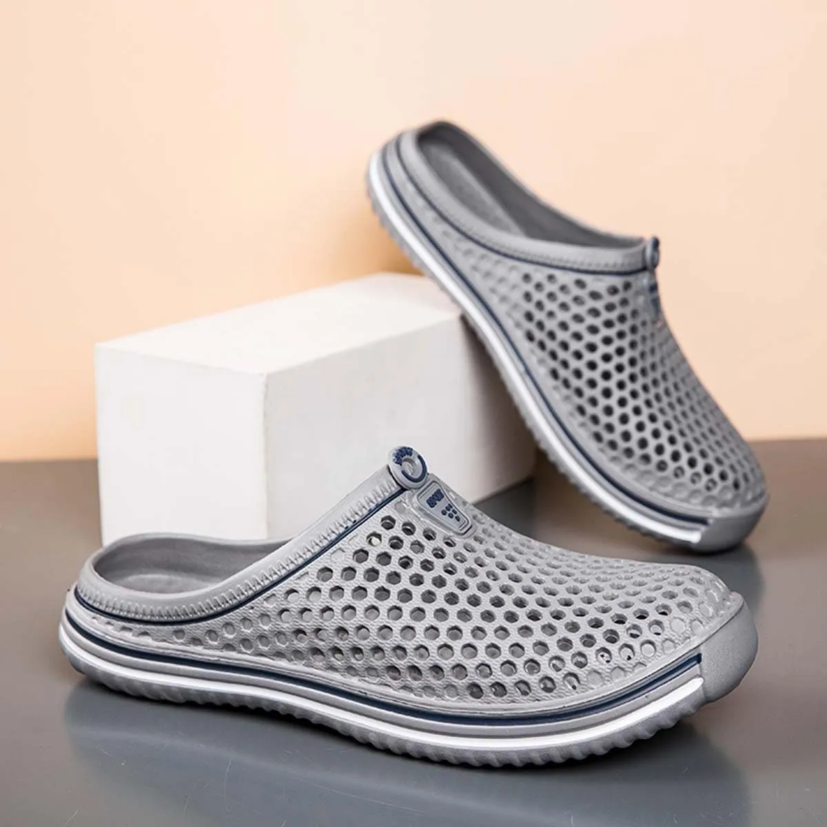 HYDLONGR Men's Women's Lightweight Breathable Non-Slip Garden Shoes Quick-Drying Beach Sandals Non-Slip Water Play Slippers Clogs Mules Shoes