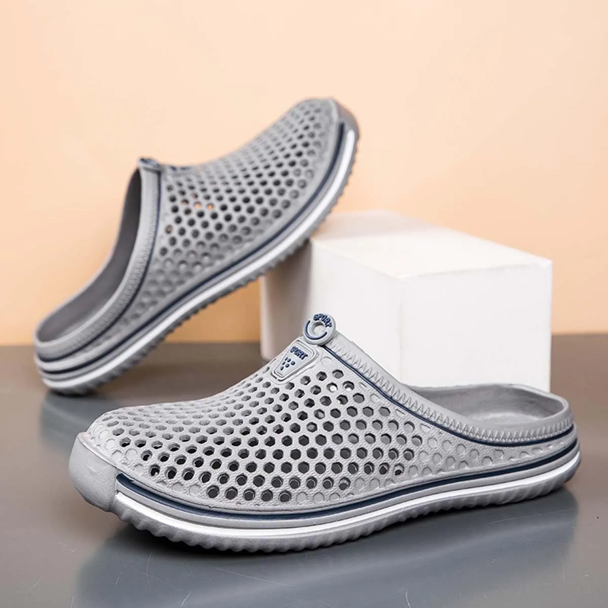 HYDLONGR Men's Women's Lightweight Breathable Non-Slip Garden Shoes Quick-Drying Beach Sandals Non-Slip Water Play Slippers Clogs Mules Shoes