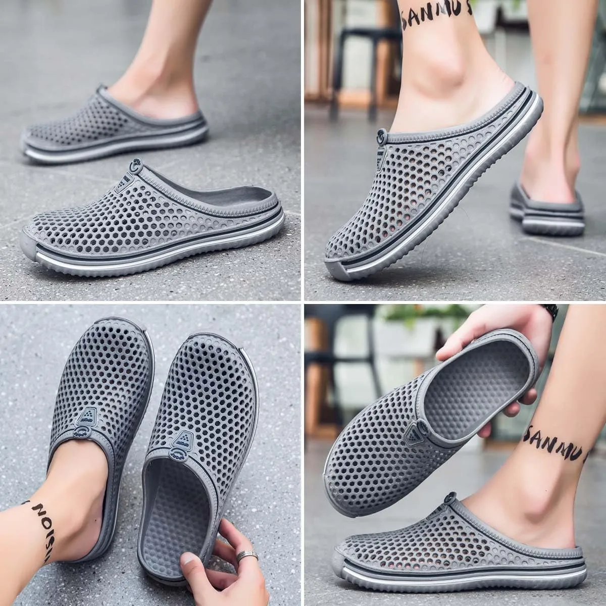 HYDLONGR Men's Women's Lightweight Breathable Non-Slip Garden Shoes Quick-Drying Beach Sandals Non-Slip Water Play Slippers Clogs Mules Shoes
