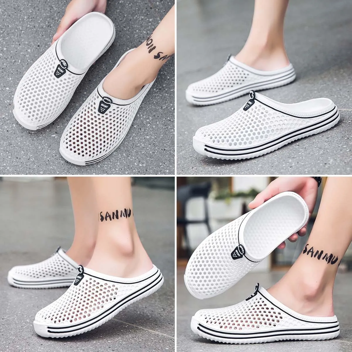HYDLONGR Men's Women's Lightweight Breathable Non-Slip Garden Shoes Quick-Drying Beach Sandals Non-Slip Water Play Slippers Clogs Mules Shoes