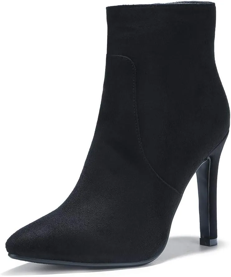 IDIFU Ankle Boots for Women High Heel Pointed Toe Boots Side Zipper Stiletto Booties