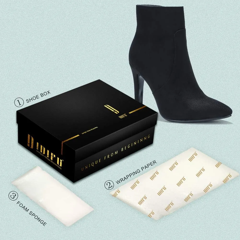 IDIFU Ankle Boots for Women High Heel Pointed Toe Boots Side Zipper Stiletto Booties