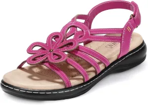 IDIFU Women's Sandals Strappy Back Strap Open Toe Slingback Sandals Summer Beach Walking Wedding Bridal Dress Sandals for Women Travel Dressy Comfortable Trendy Casual Flats Sandals - Wide Width
