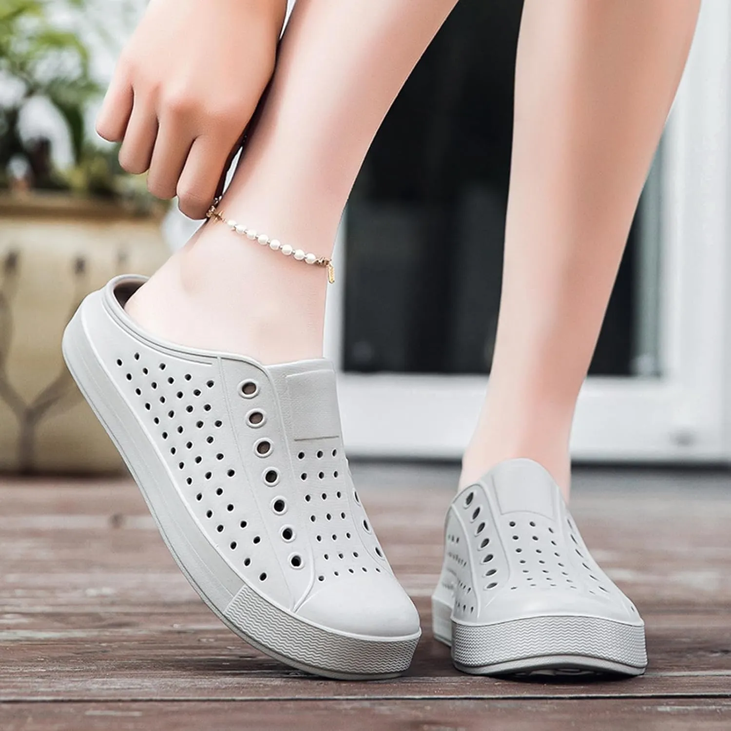 ihinzry Garden Clogs Mens Womens Backless Slip On Shoes Open Back Outdoor Slippers