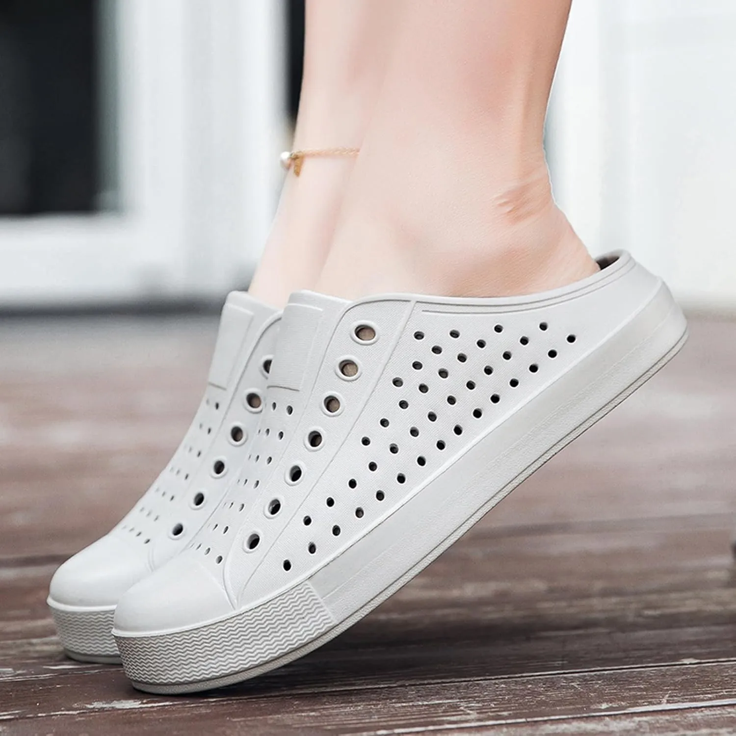 ihinzry Garden Clogs Mens Womens Backless Slip On Shoes Open Back Outdoor Slippers