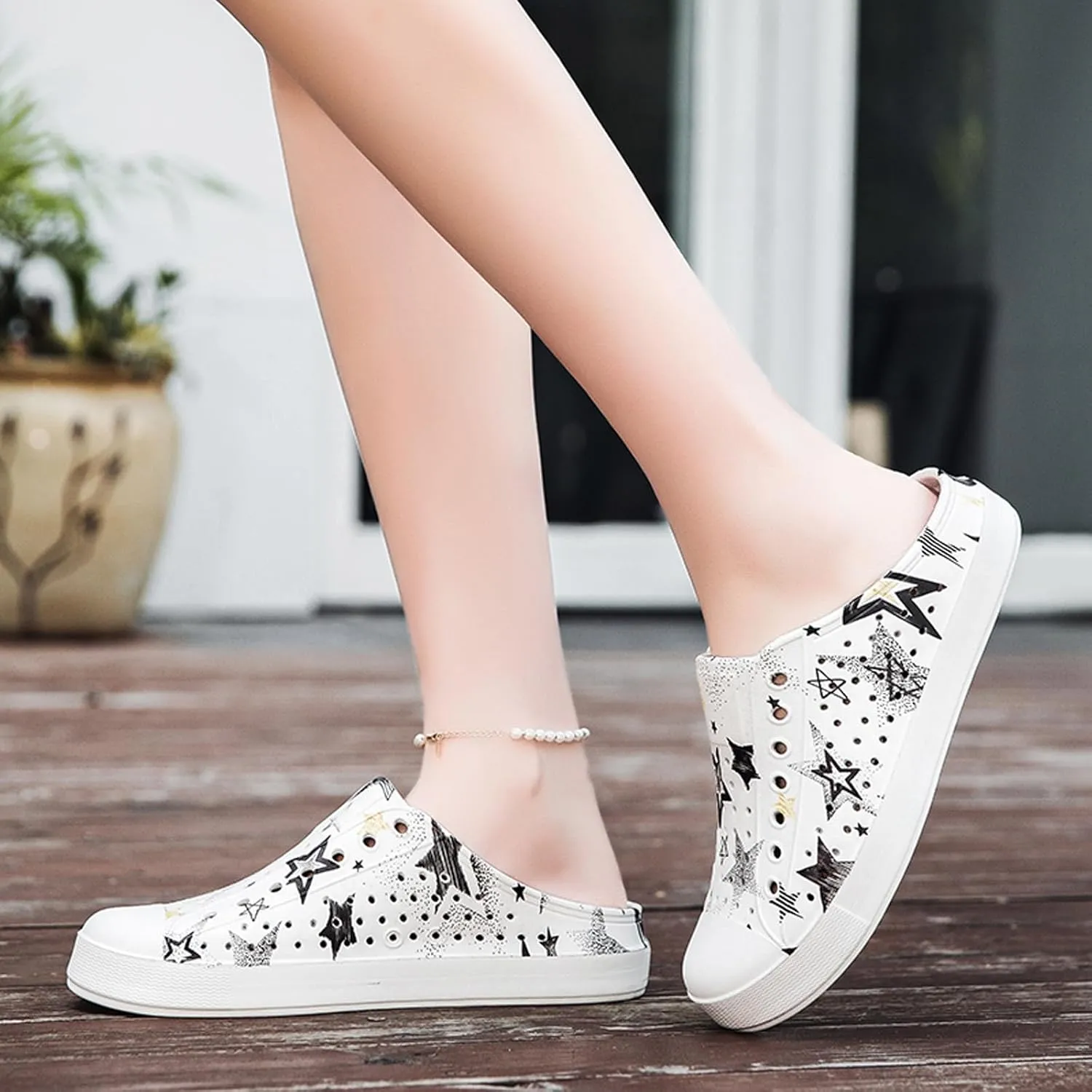 ihinzry Garden Clogs Mens Womens Backless Slip On Shoes Open Back Outdoor Slippers