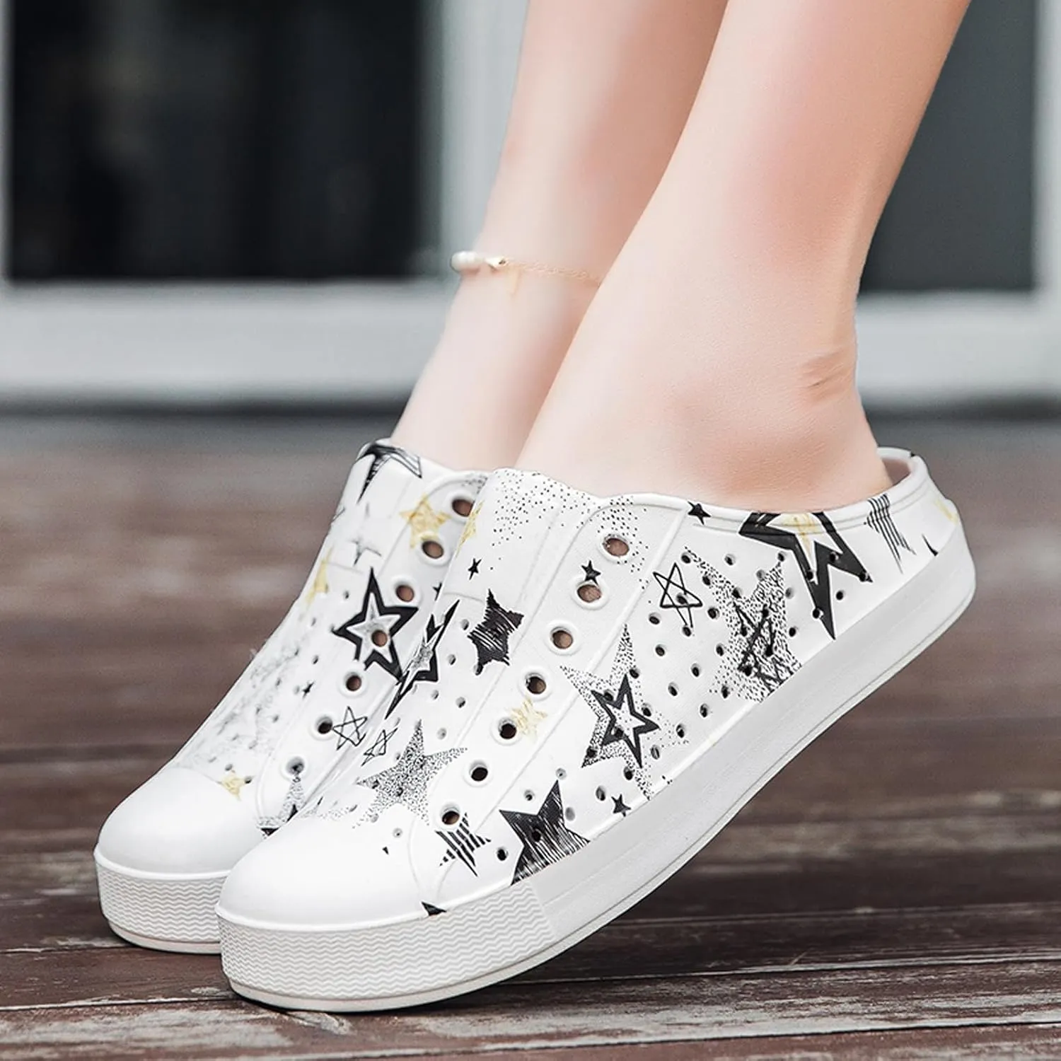 ihinzry Garden Clogs Mens Womens Backless Slip On Shoes Open Back Outdoor Slippers