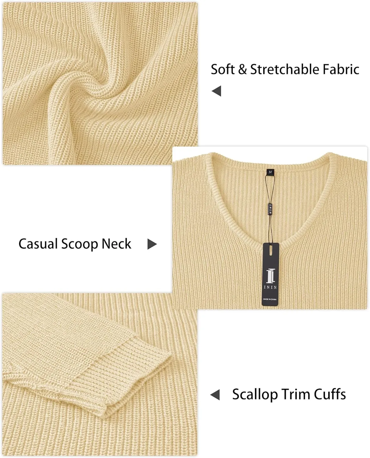 II ININ Women's Fall Sweater 2024 Long Sleeve Tops Fashion Outfits Trendy Casual V Neck Oversized Pullover Sweaters