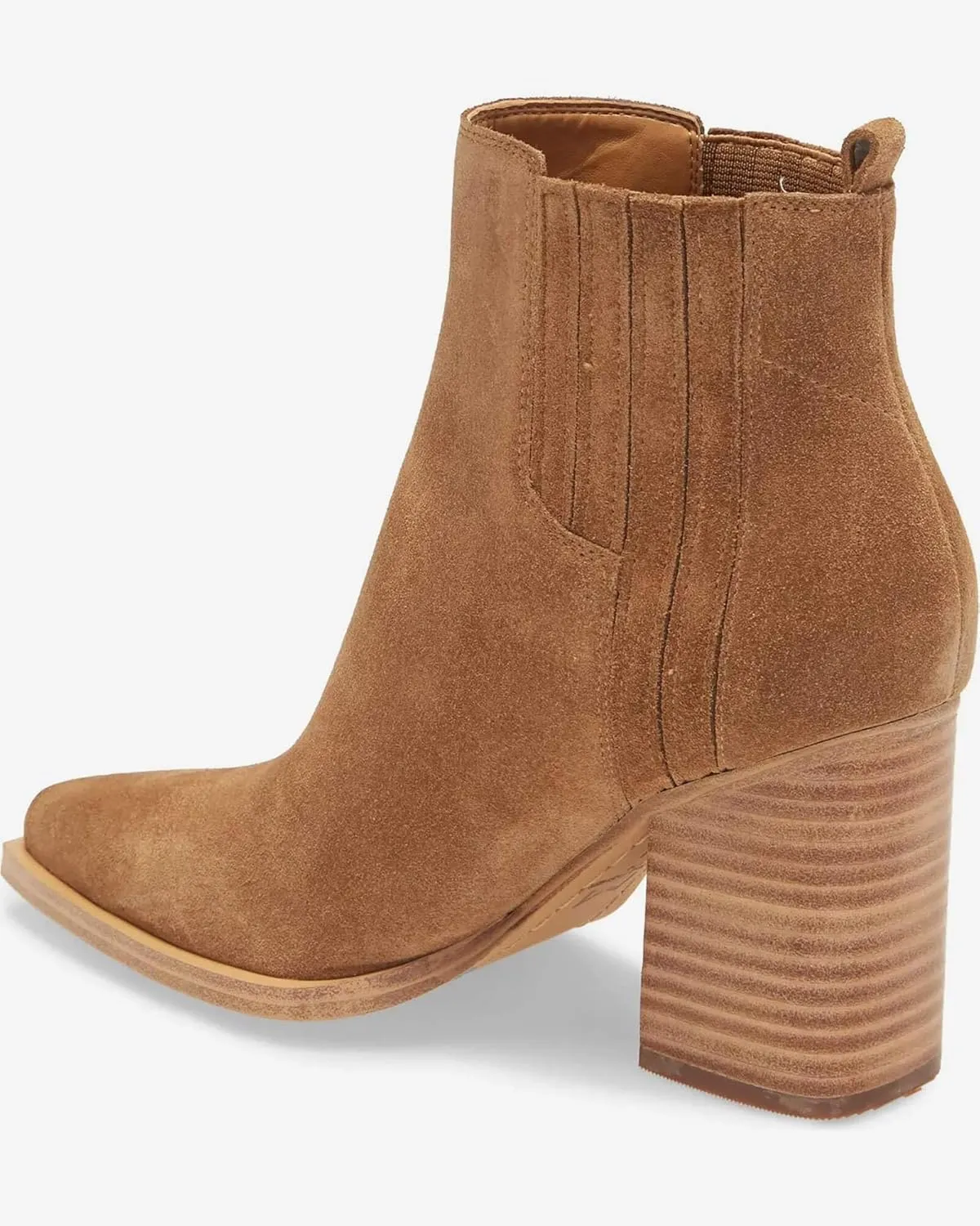 Imily Bela Womens Ankle Boots Pointed Toe Chunky Stacked Mid Heeled Faux Suede Leather Booties