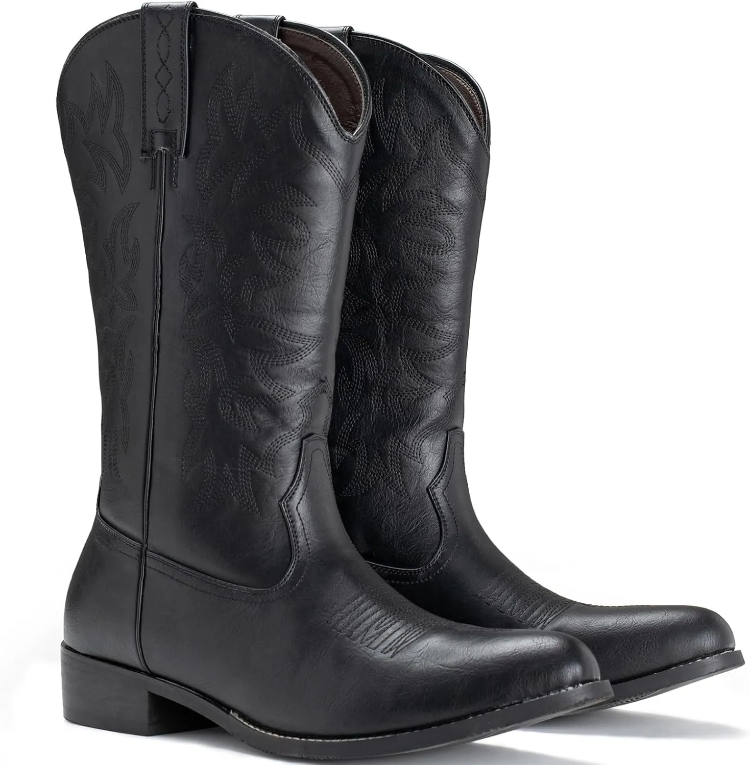 IUV Cowboy Boots For Men Western Boot Durable Classic Embroidered Snip Toe Boots