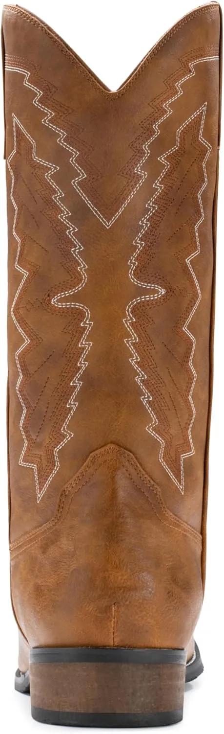 IUV Cowboy Boots For Men Western Boot Embroidered Square Toe Traditional Hunting Working Boots