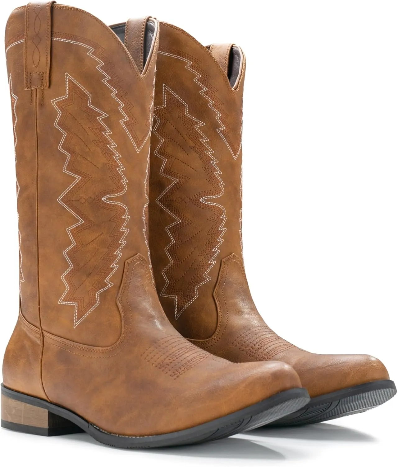IUV Cowboy Boots For Men Western Boot Embroidered Square Toe Traditional Hunting Working Boots