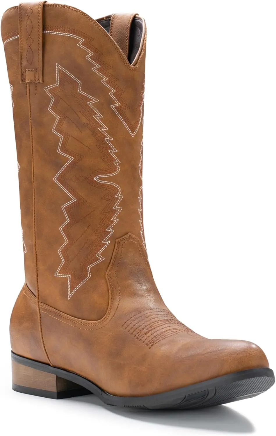 IUV Cowboy Boots For Men Western Boot Embroidered Square Toe Traditional Hunting Working Boots