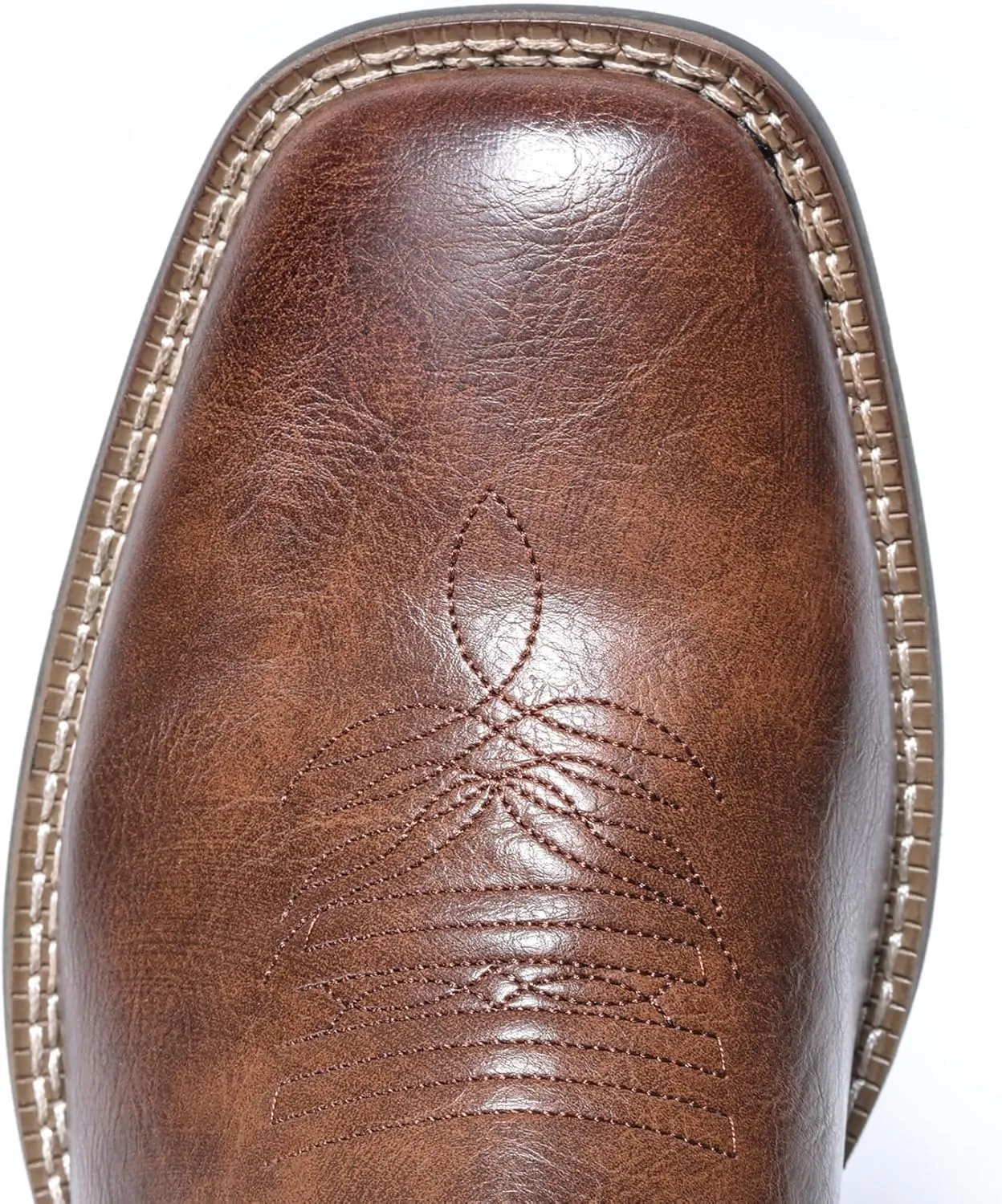 IUV Cowboy Boots For Men with Wide Square Toe Western Retro Boot Durable Classic Fashionable Embroidered Pull On Slip Resistant Boots