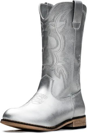 IUV Cowgirl Boots Cowboy Boots For Girls Boys Kids Toddler Fashion Western Boots Mid Calf Riding Shoes