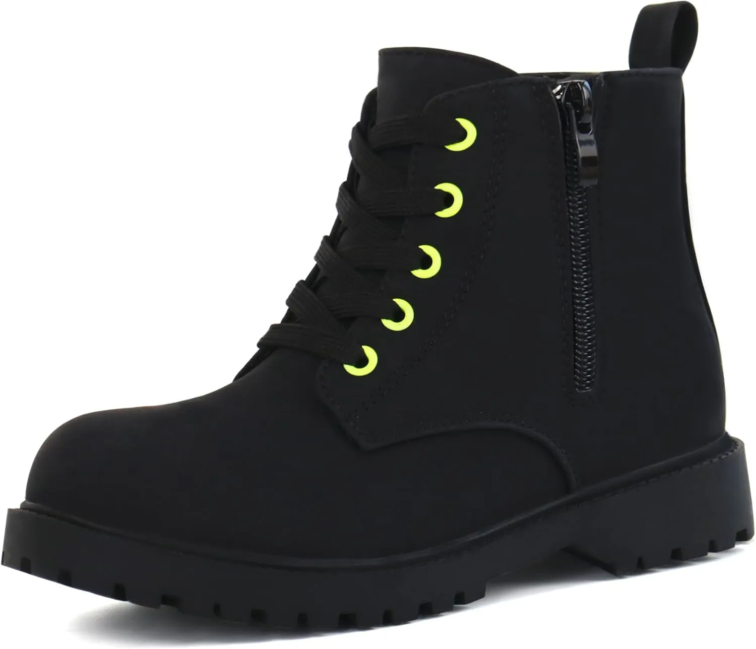 JABASIC Girls Ankle Boots Side Zipper Lace Up Work Boot Combat Booties for Little/Big Kids