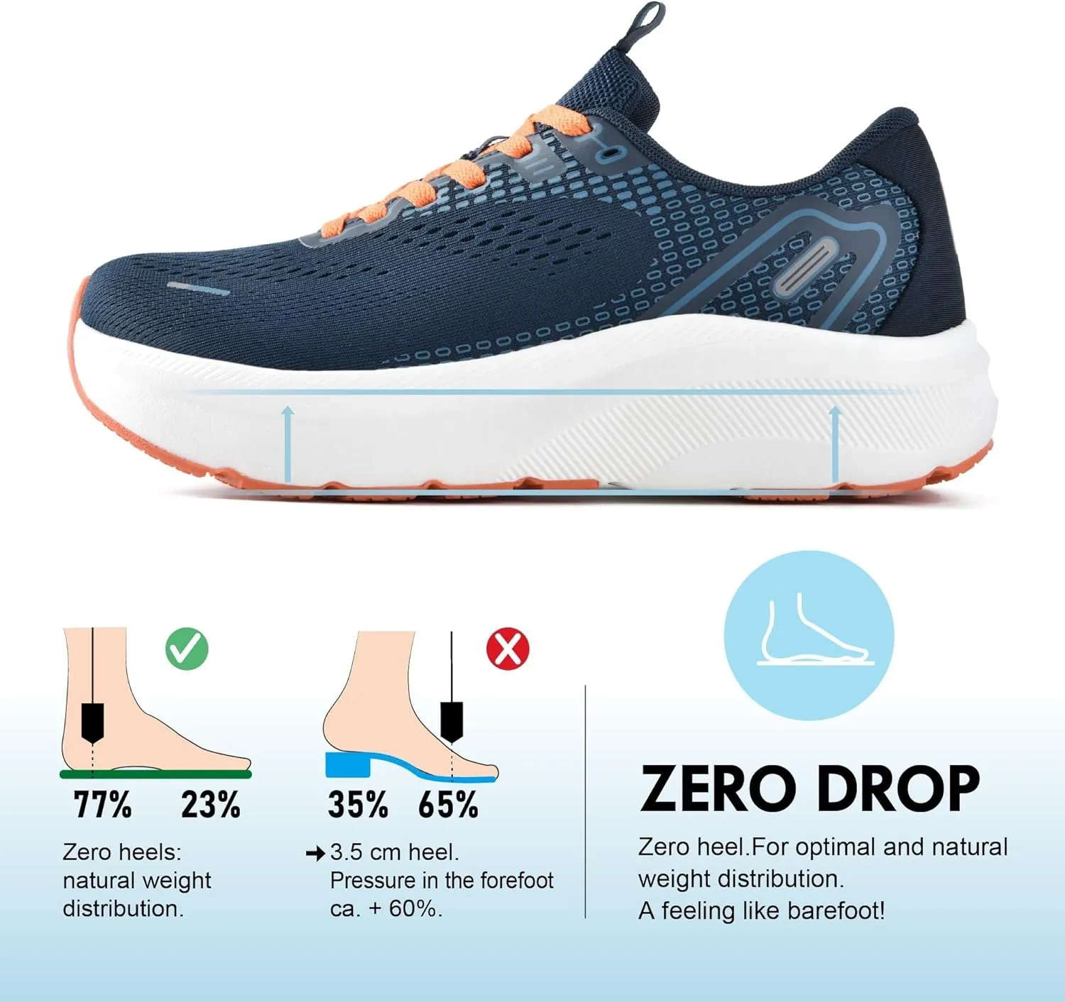 JACKSHIBO Wide Toe Box Shoes for Men Arch Support Shoes Wide Width Sneakers for Running Walking Athletic Tennis Orthopedic Plantar Fasciitis Workout with Thick Cushioned Zero Drop Sole