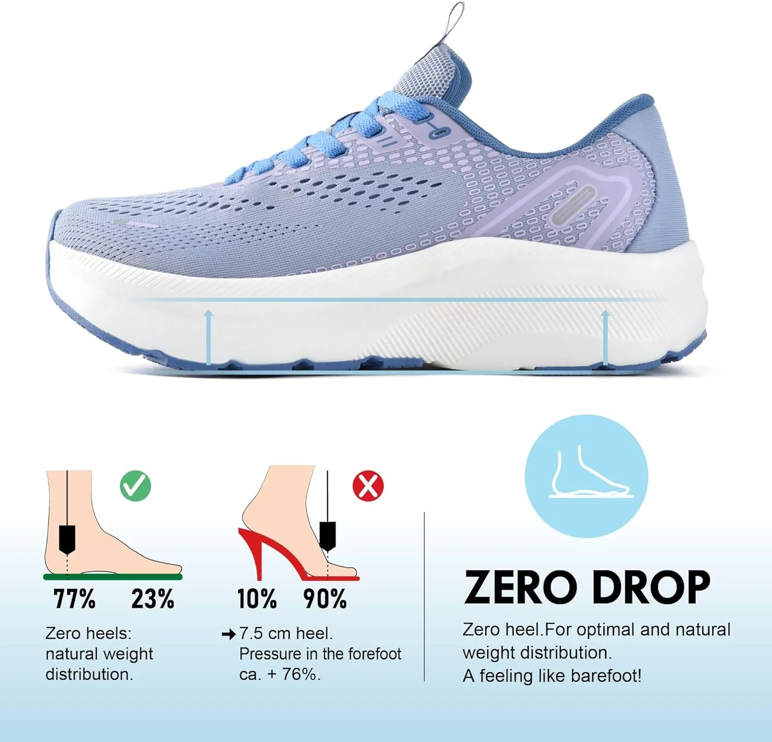 JACKSHIBO Wide Toe Box Shoes Women Arch Support Wide Sneakers for Running Walking Athletic Tennis Orthopedic Plantar Fasciitis Workout Flux Footwear with Thick Cushion Zero Drop Sole Width Shoes