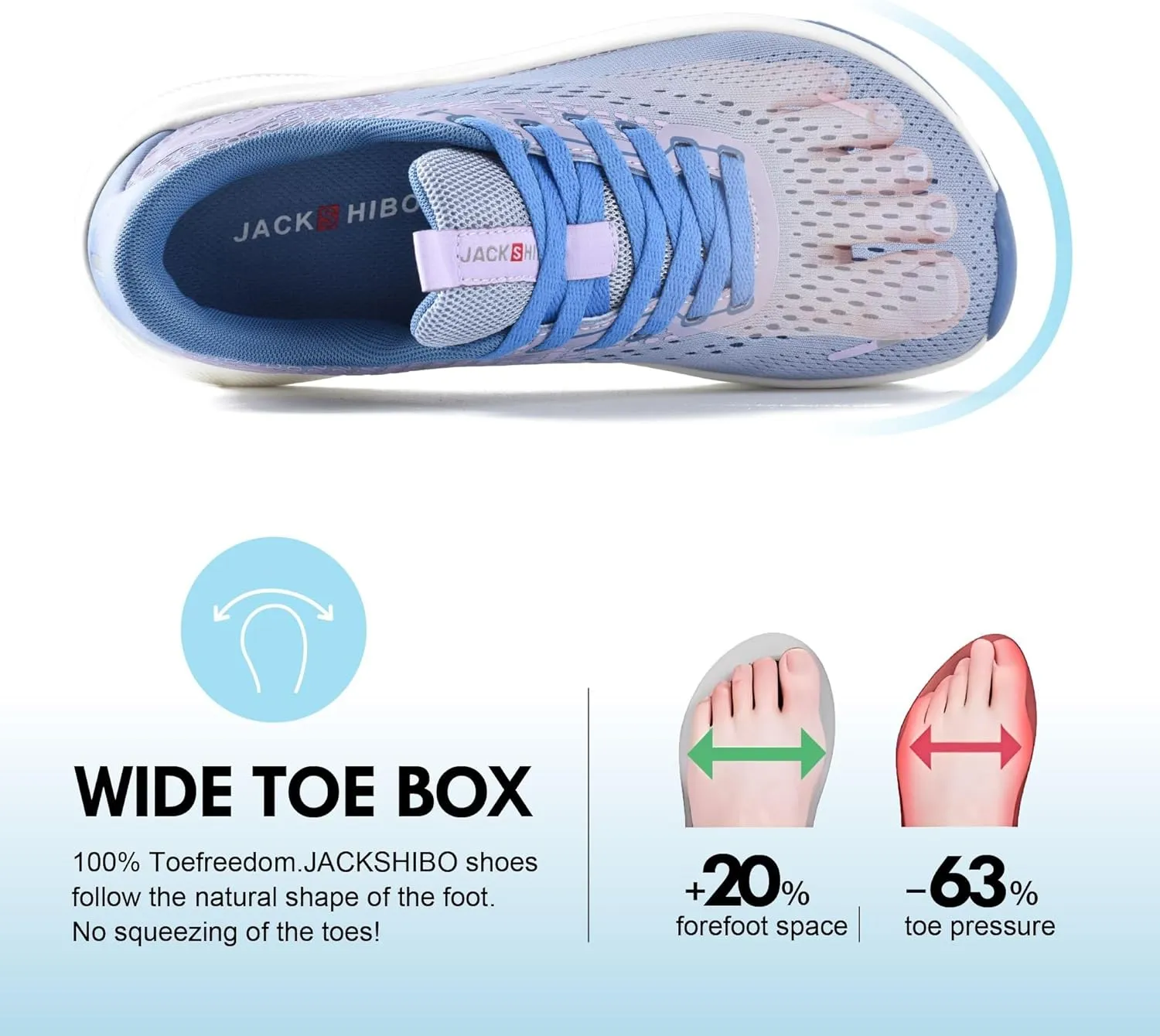 JACKSHIBO Wide Toe Box Shoes Women Arch Support Wide Sneakers for Running Walking Athletic Tennis Orthopedic Plantar Fasciitis Workout Flux Footwear with Thick Cushion Zero Drop Sole Width Shoes
