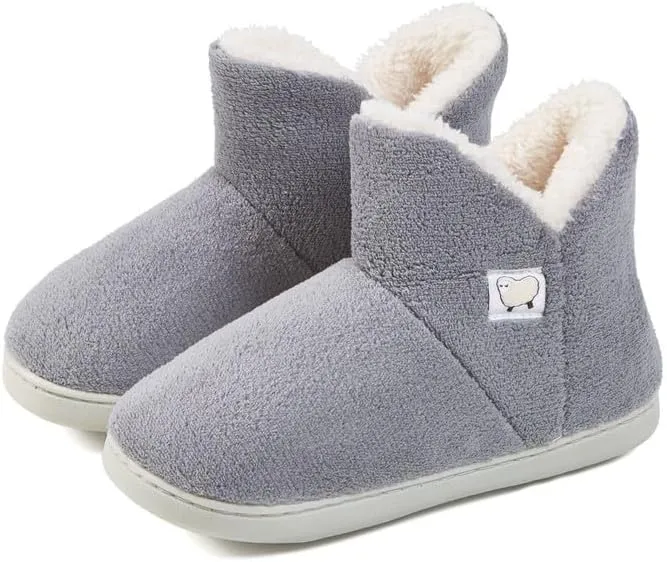 JadeRich Unisex Solid Color Slippers Coral Fleece Upper Heel Covering Warm Winter House Boots