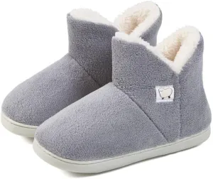 JadeRich Unisex Solid Color Slippers Coral Fleece Upper Heel Covering Warm Winter House Boots