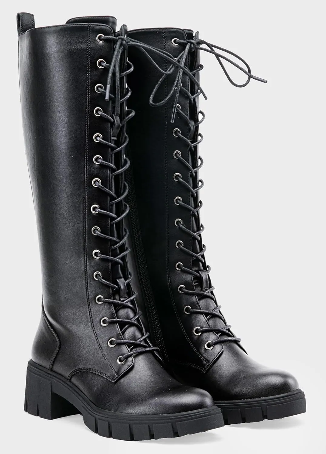 Jeossy Women's Knee High Riding Combat 9603 Boots, Tall Platform Chunky Heel Boots Wide Claf