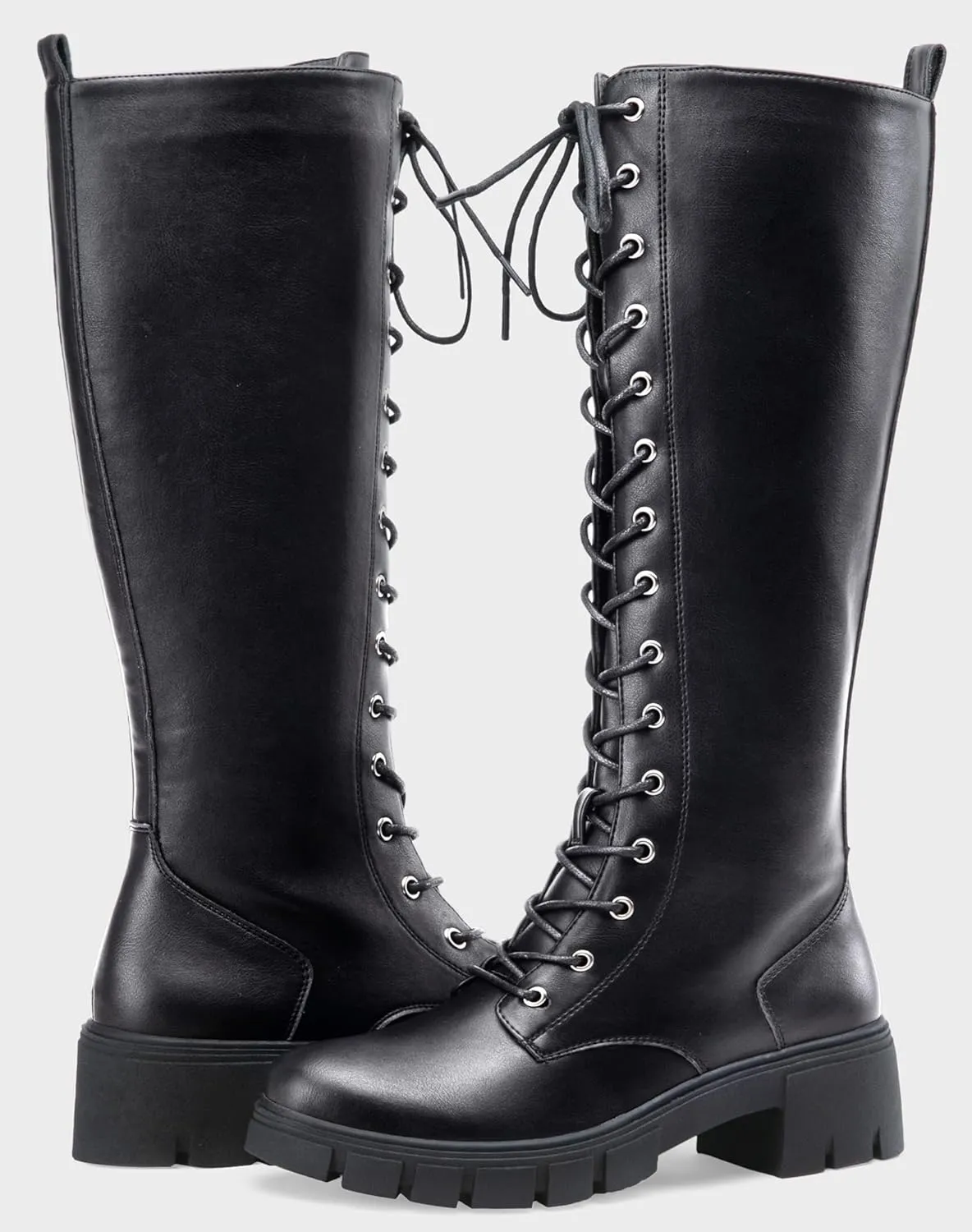Jeossy Women's Knee High Riding Combat 9603 Boots, Tall Platform Chunky Heel Boots Wide Claf