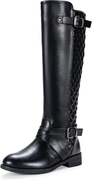 Jeossy Women's Knee High Riding Tall Boots, Comfortable with Metal Buckle and Zipper Boots with Wide Calf