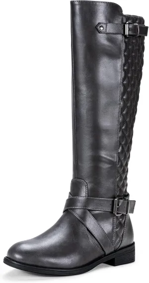 Jeossy Women's Knee High Riding Tall Boots, Comfortable with Metal Buckle and Zipper Boots with Wide Calf
