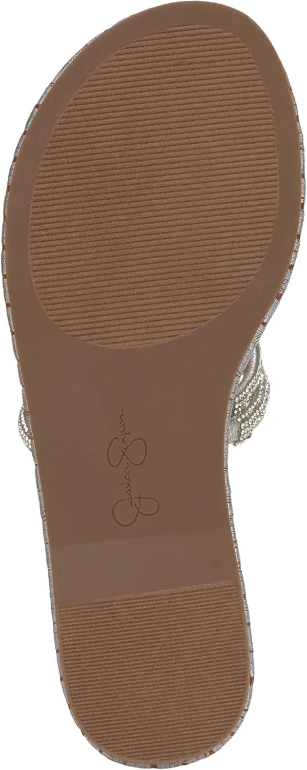 Jessica Simpson Womens Embellished Faux Leather Slide Sandals
