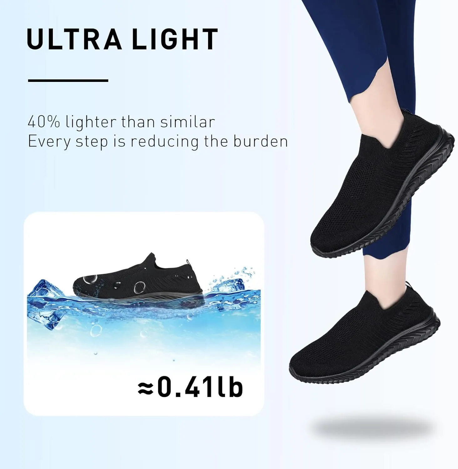 JIAFO Womens Athletic Walking Shoes, Women Slip On Shoes Sneakers, Non Slip Running Shoes for Women, Laceless Casual Breathable Lightweight Mesh Knit
