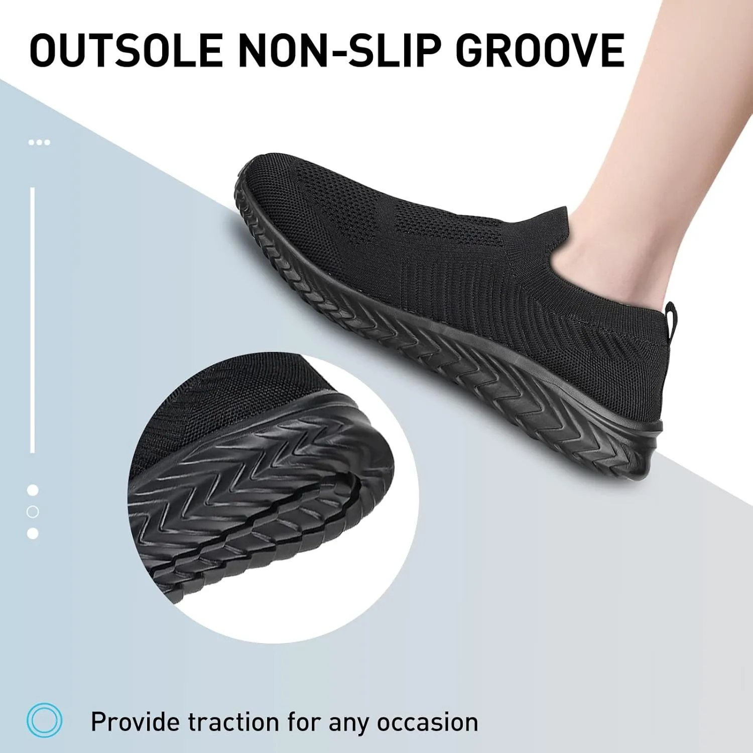 JIAFO Womens Athletic Walking Shoes, Women Slip On Shoes Sneakers, Non Slip Running Shoes for Women, Laceless Casual Breathable Lightweight Mesh Knit