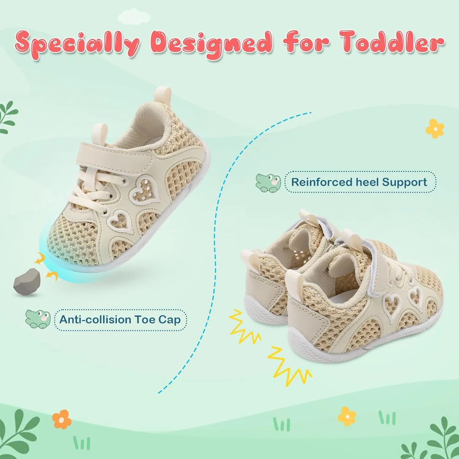 JIASUQI Toddler Shoes for Baby Girls Sneakers Barefoot Walking Shoes Running Tennis Shoes
