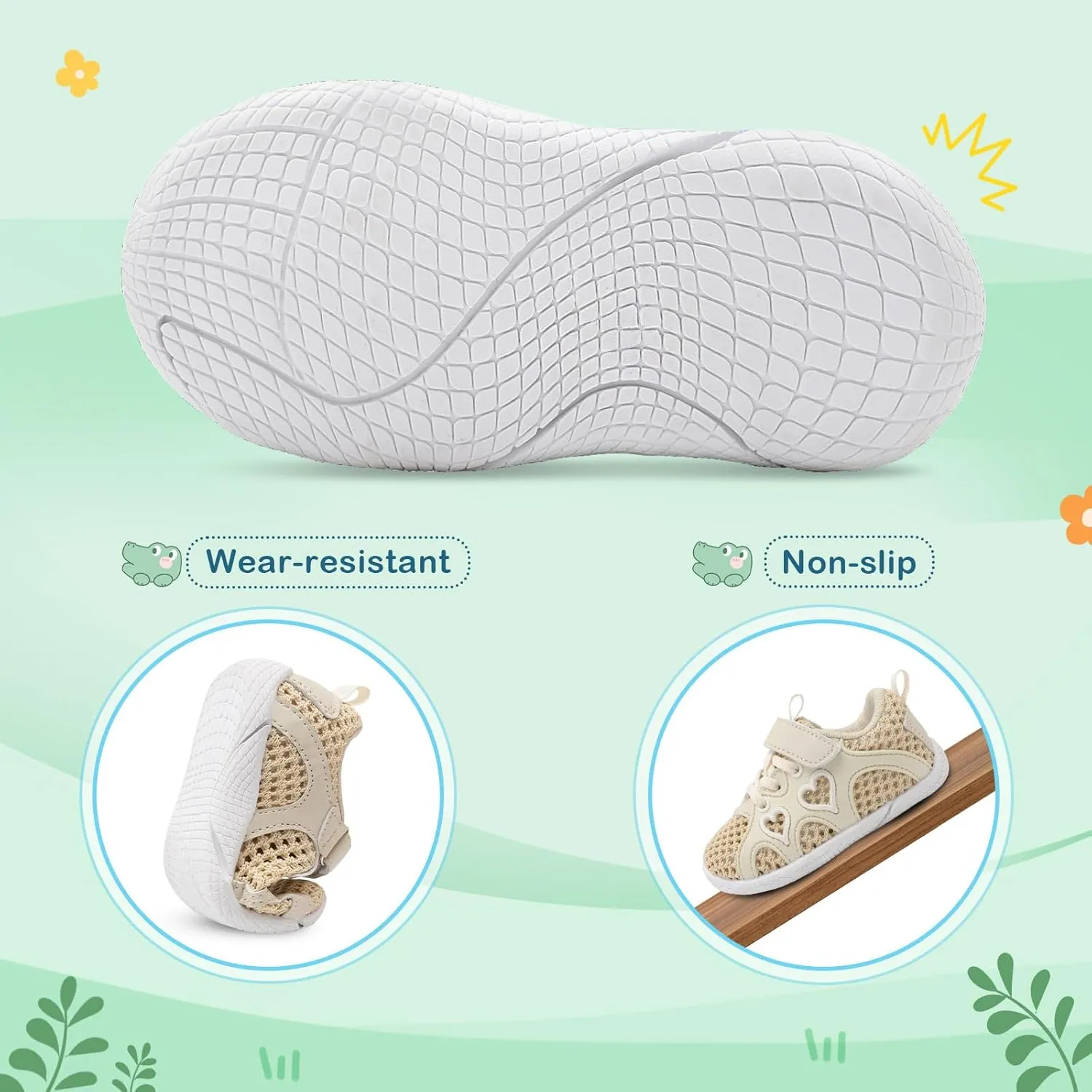 JIASUQI Toddler Shoes for Baby Girls Sneakers Barefoot Walking Shoes Running Tennis Shoes