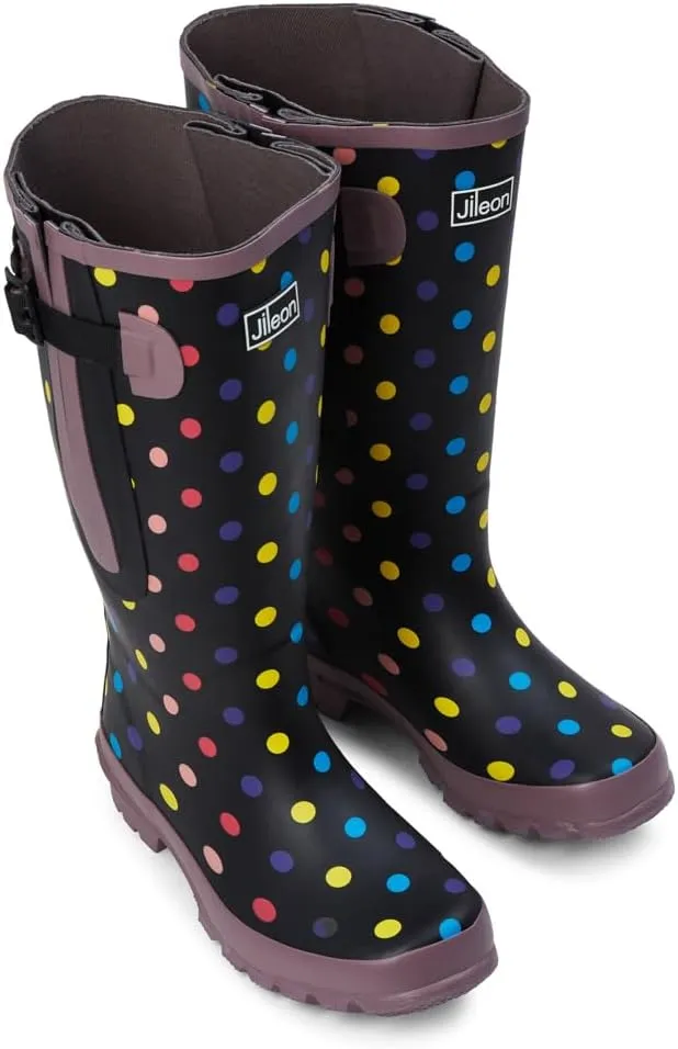 Jileon Extra Wide Calf Rain Boots - Ideal for Wide Feet, Ankles & Calves - Fit 16 to 23” Calves - Durable & Waterproof