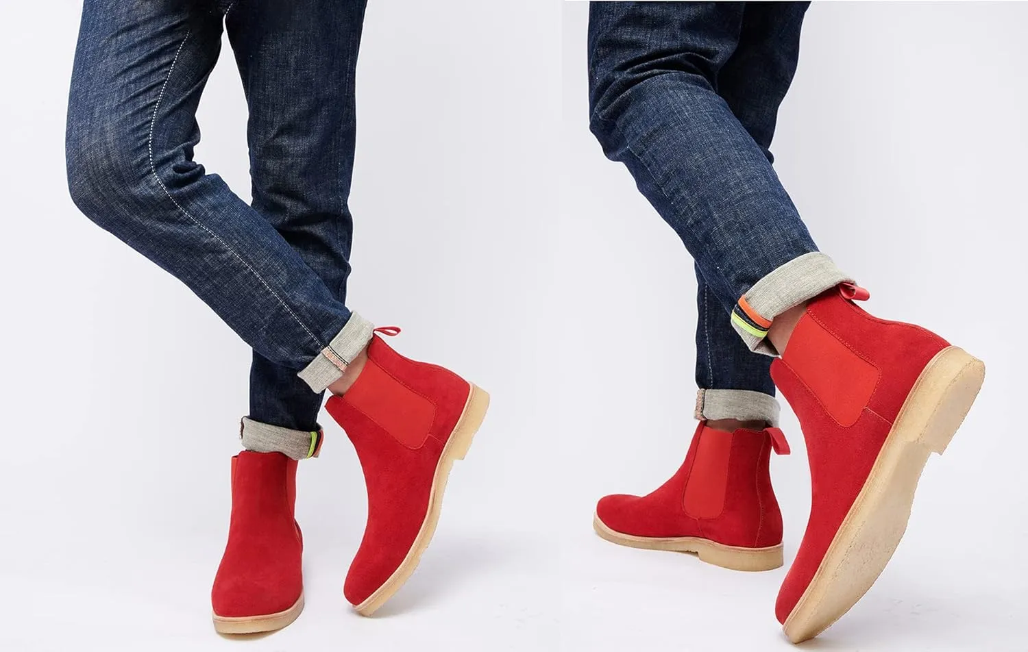 JIONS Slip-on Suede Chelsea Boots Men, Genuine Leather Ankle Dress Bootie with Crepe Sole