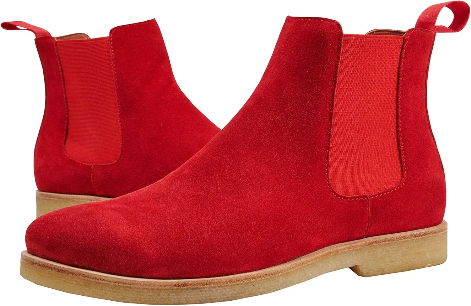 JIONS Slip-on Suede Chelsea Boots Men, Genuine Leather Ankle Dress Bootie with Crepe Sole