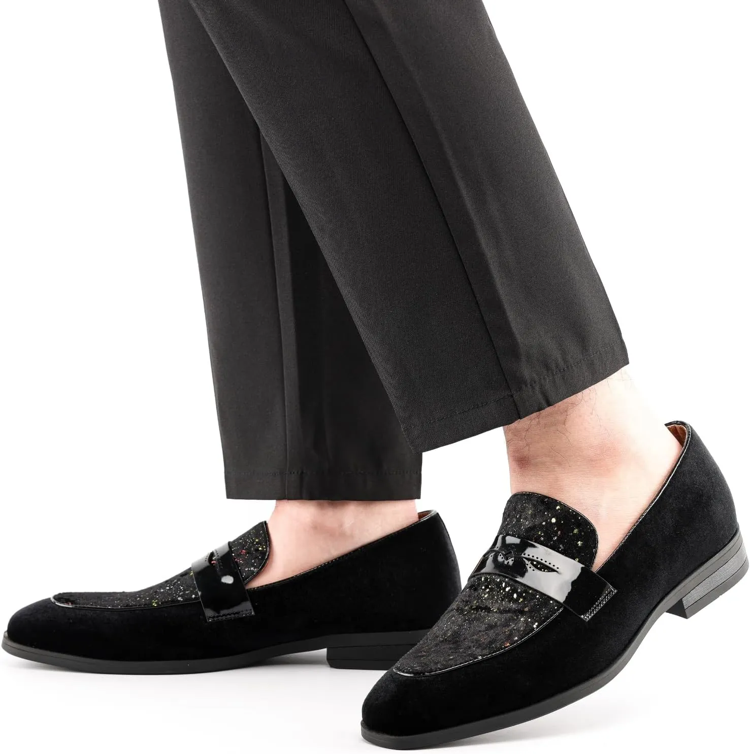 JITAI Mens Velvet Loafers Dress Shoes Loafers for Men Tuxedo Suit Shoes