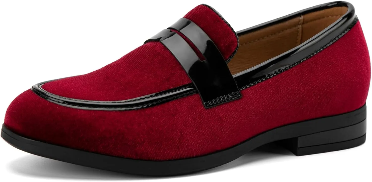 JITAI Velvet Boy's Dress Shoes Slip-On Loafers Wedding Shoes for Boys