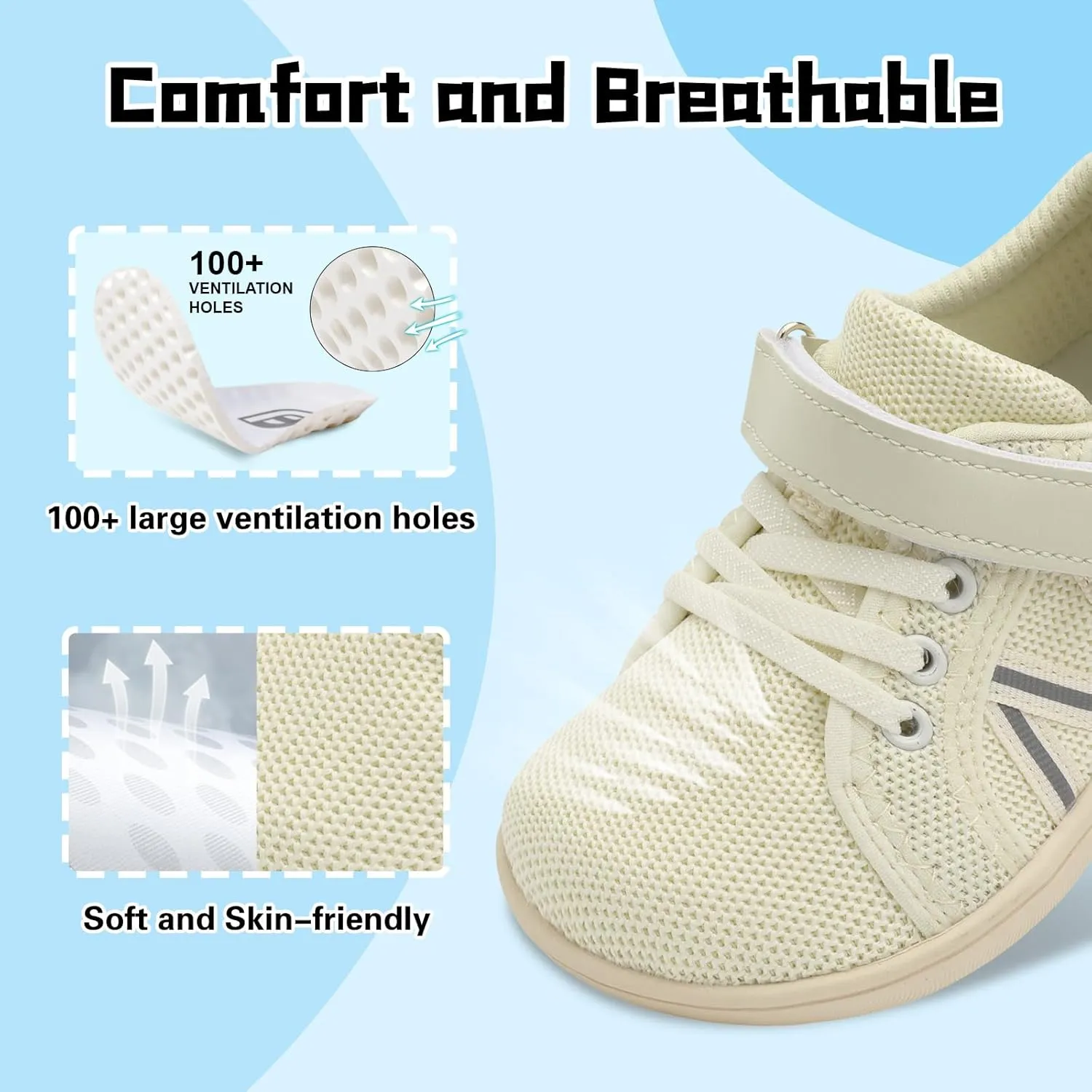 JOINFREE Toddler Shoes Boys Girls Wide Barefoot Shoes Little Kids Minimalist Sneakers Zero Drop Casual Walking Shoes Breathable Tennis Shoes Indoor Outdoor