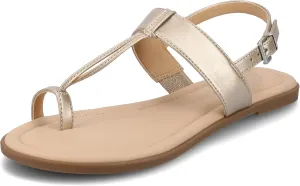 Journee Collection Womens Gerra T strap Toe Ring Sandals Open Round Toe Buckle Cushioned Flat Sole Summer Shoes